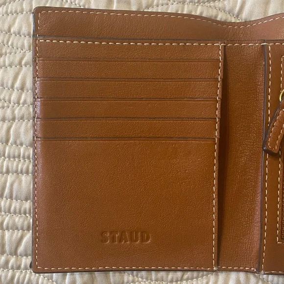 STAUD brown leather bifold wallet - Picture 9 of 15